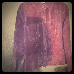 Clearwater Creek Purple Suede Buttonup Pockete Top
